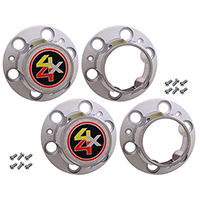 77-87 Chevrolet/GMC Truck 1/2 Ton 4WD 6 Lug, Rally Wheel Hub Cap Set,  Chrome Plastic, 4-Piece