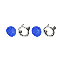 Plastic Blue Dots w/Chrome Bezel, Pair
