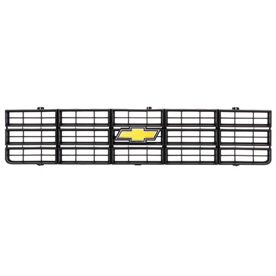 77-79 Chevrolet Grill, Black with Foil Emblem Insert, Replacement