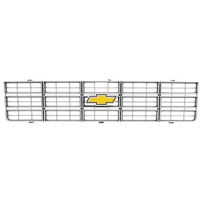 77-79 Chevrolet Grill, Silver with Foil Emblem Insert, Replacement
