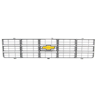 77-79 Chevrolet Grill, Silver with Foil Emblem Insert, Replacement