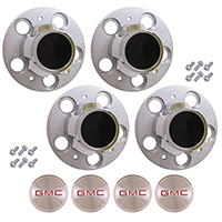 73-87 GMC Truck 5 Lug, 1/2 Ton, 2WD Rally Wheel Hub Cap Set, w/ GMC Emblem Decals