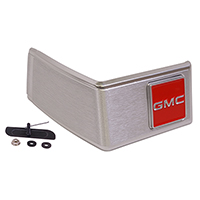 81-87 GMC Rear Upper Cab Corner Molding, with GMC Emblems, RH