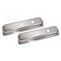 Small Black Valve Cover, Pair, Short, Ball Milled