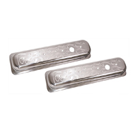 Small Block Valve Covers Pair, Short, Ball-Milled Flames