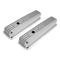 Small Block Valve Covers, Pair, Short, Finned Aluminum