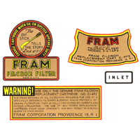 37-53 Chevrolet Full Size Car - Fram 4-Piece Oil Filter Decal Set