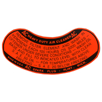 37-48 Chevrolet Full Size Car - Dry Element Air Cleaner Service Decal, Orange/Black (with Oil Bath)