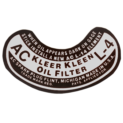 37-41 Chevrolet Car - Silver/Black Oil Filter Lid Decal