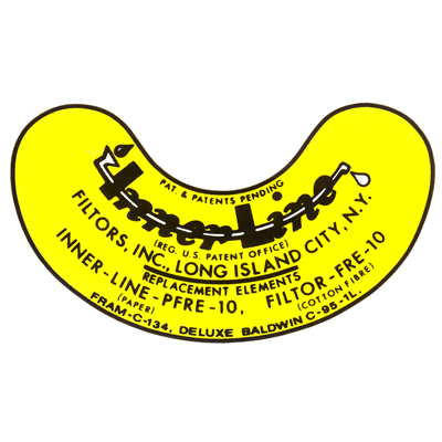 37-54 Chevrolet Car - Inner Line Yellow/Black Oil Filter Lid Decal