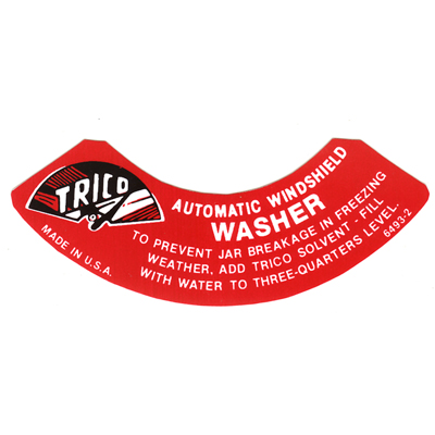 40-49 Chevrolet Full Size Car - Trico Windshield Washer Label, Red