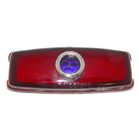 41-48 Chevrolet Fullsize Tail Lamp Lens, Red Glass w/ Blue Dot, Each
