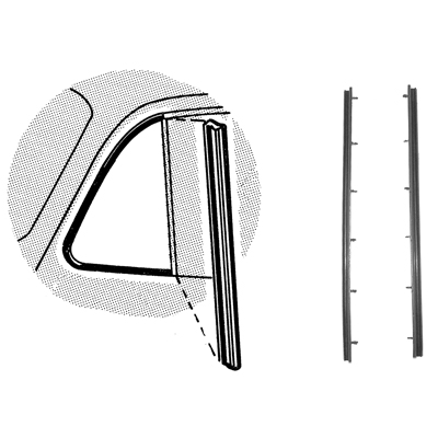 49-52 Chevrolet All Sedans & Coupes Front Door Vent Window Vertical Seals, Pair