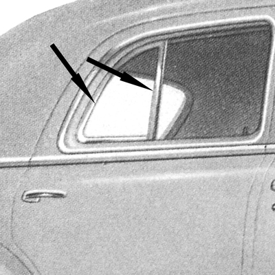 41-48 Chevrolet 4-Dr. Fleetline Rear Door Vent Window Seals, Pair, without Vertical Seals