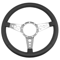 Chevrolet Car/Truck, Volante Steering Wheel, 3 Spoke with Holes, Black Leather, 14