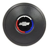 Chevrolet Car, Volante Steering Horn Cap, Black Plastic w/ Red, White & Blue Bowtie Emblem