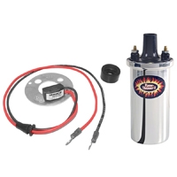 41-52 Chevrolet 6-Cylinder - Ignitor Distributor Points Conversions w/Chrome Coil, 6-Volt