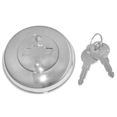 38-52 Chevrolet Full Size / 53-54 Wagon & Sedan Del - Locking Gas Cap w/2 Keys, Chrome w/Bow-Tie
