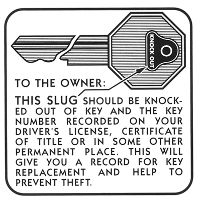 36-54 Chevrolet Car - Key Instruction Decal