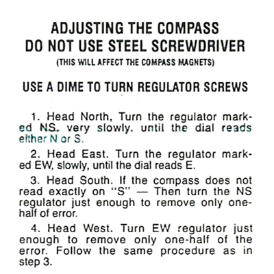 Chevrolet Car - Compass Instruction Decal