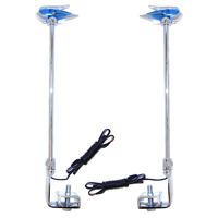 Classic Style Fender Guides, Chrome with Lighted Blue Top, Telescopic Post, Pair