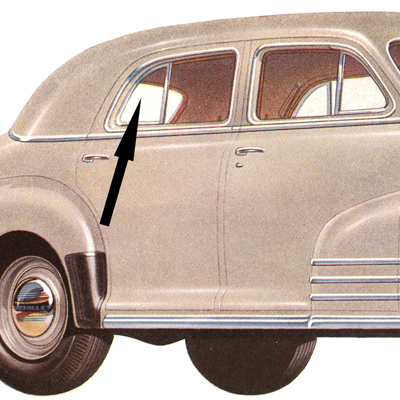 41-48 Chevrolet 4-Door Fleetline (Model: #1069) Clear Rear Door Vent Glass