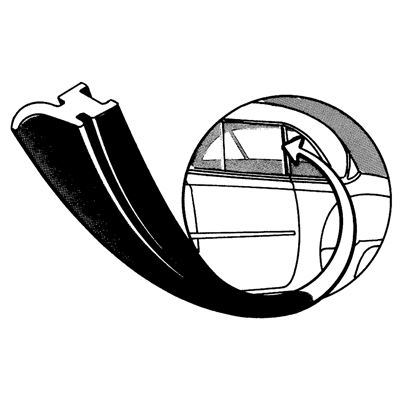 53-54 Chevrolet 2-Dr. Hardtop or Convertible Rear 1/4 Window Vertical Seal, Cloth Covered, Pair