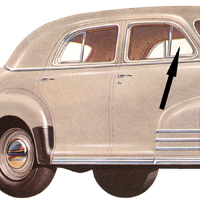 42-48 Chevrolet 4-Door Fleetline LH or RH Clear Front Door Vent Glass