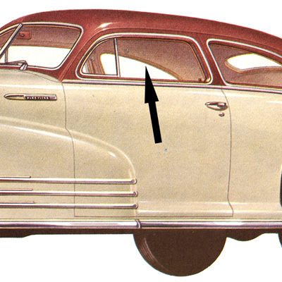 42-48 Chevrolet 2-Door Fleetline Aerosedan Clear Front Door Glass