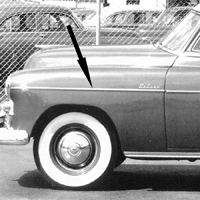 49-50 Chevrolet Passenger Car Front Fender Molding, Stainless Steel, Each