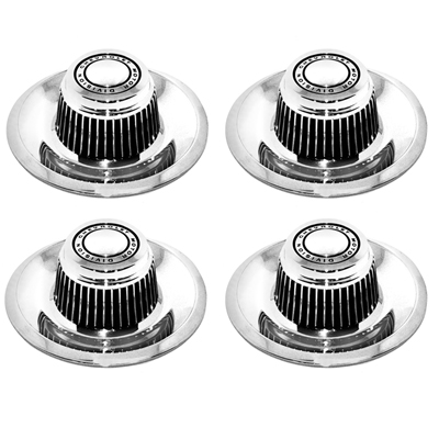 Rally Wheel Hub Cap Set, Chrome Derby Style 