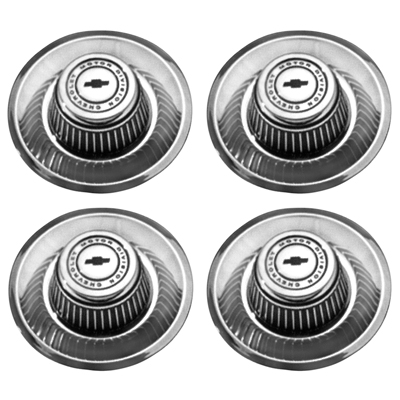 Rally Wheel Hub Cap Set, Chrome Derby Style 