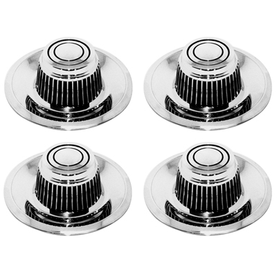 Rally Wheel Hub Cap Set, Chrome Plastic Derby Style No Logo, 4-Pieces