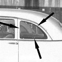 49-52 Styleline Coupe Stationary Rear 1/4 Window Seals, Pair