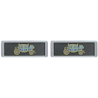 41-57 Chevrolet Passenger Car Universal Seat Belt Emblem, Rectangle Black with Fisher Coach, Pair