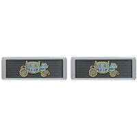 41-57 Chevrolet Passenger Car Universal Seat Belt Emblem, Rectangle Black with Fisher Coach, Pair