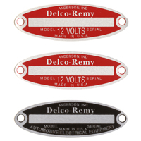 38-64 Chevrolet Car - Delco-Remy Generator & Distributor Metal Tags, Set