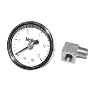 Chevrolet Car - Holley White Face Fuel Pressure Gauge, 0-15 LB.