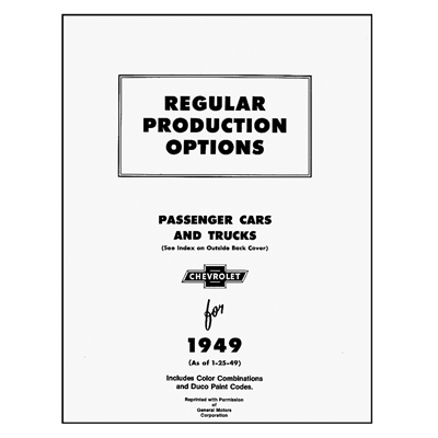 49 Chevrolet Car - Regular Production Options Literature