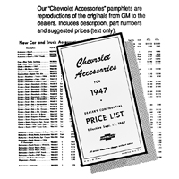 49 Chevrolet Car - Accessory Price List