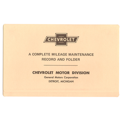 41-72 Chevrolet Full Size Car (47-72 Truck) - Mileage Maintenance Record Folder