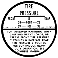 49-57 Chevrolet Car - Tire Pressure Label