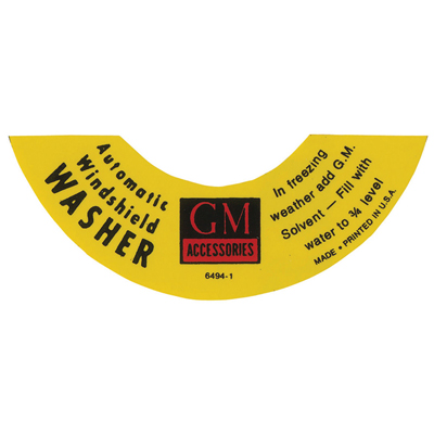 49-57 Chevrolet Car - Automatic-Operated Windshield Washer Label