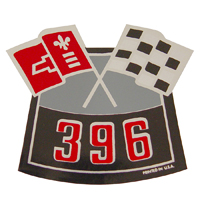 Big Block Air Cleaner Decal, 396 Cross Flags