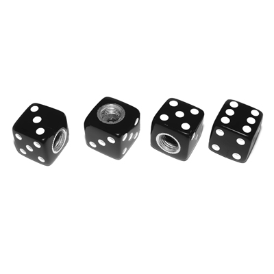Air Stem Valve Covers, Dice, Black, Set