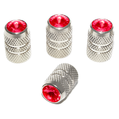 Chevrolet Car - Air Stem Valve Covers Set, Chrome w/Red Jewel Insert