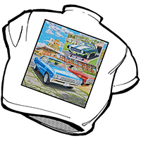 Car Shop T-Shirt, Logo #2 (Camaro, Chevelle, Nova), Large, White