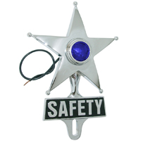 Safety Star with Light, Chrome with Blue Lens