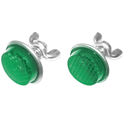 License Plate Reflectors - Plastic, Green, Pair