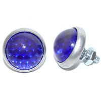 License Plate Reflectors, Glass, Blue, Pair